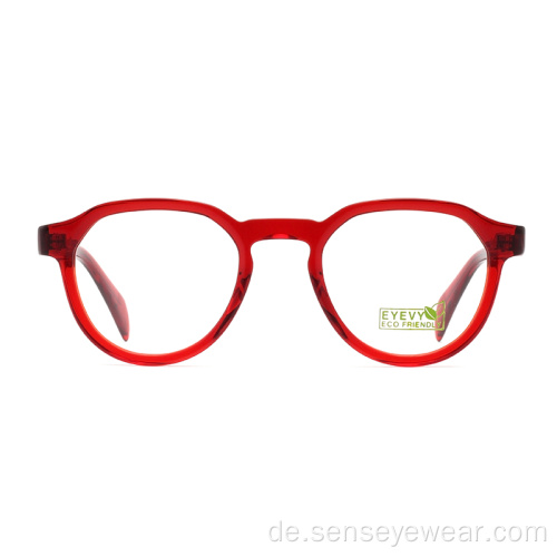 Benutzerdefinierte Logo Vintage Frauen Acetat Optische Rahmenbrille